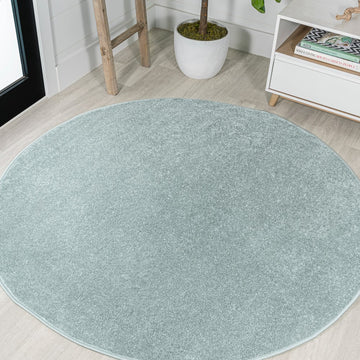 Haze Solid Low-pile Area Rug Light Blue